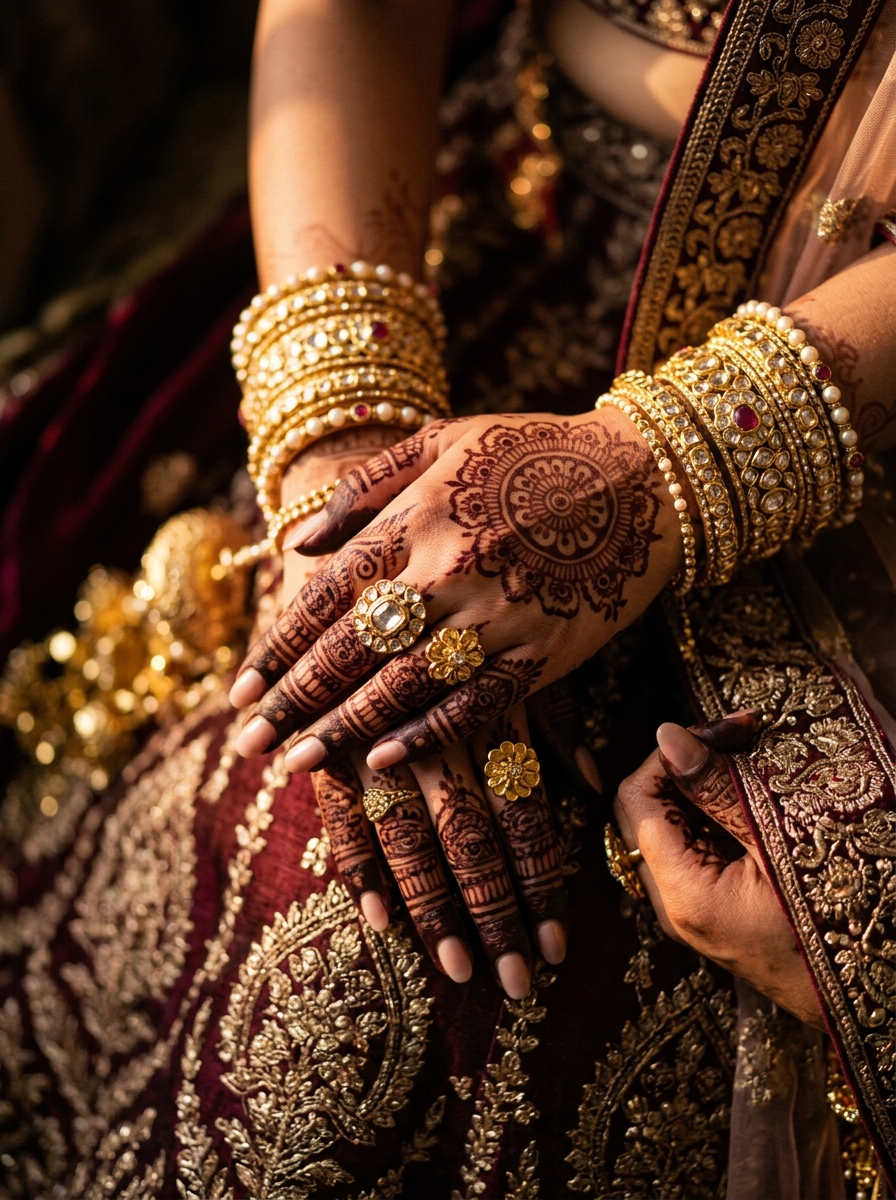 Intricate bridal henna design